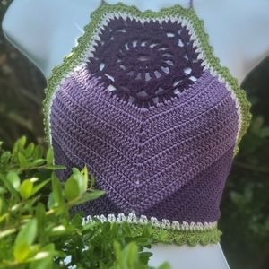 Crochet Boho Style Halterneck Crop Top,Festival Bralette,Crochet Summer Top